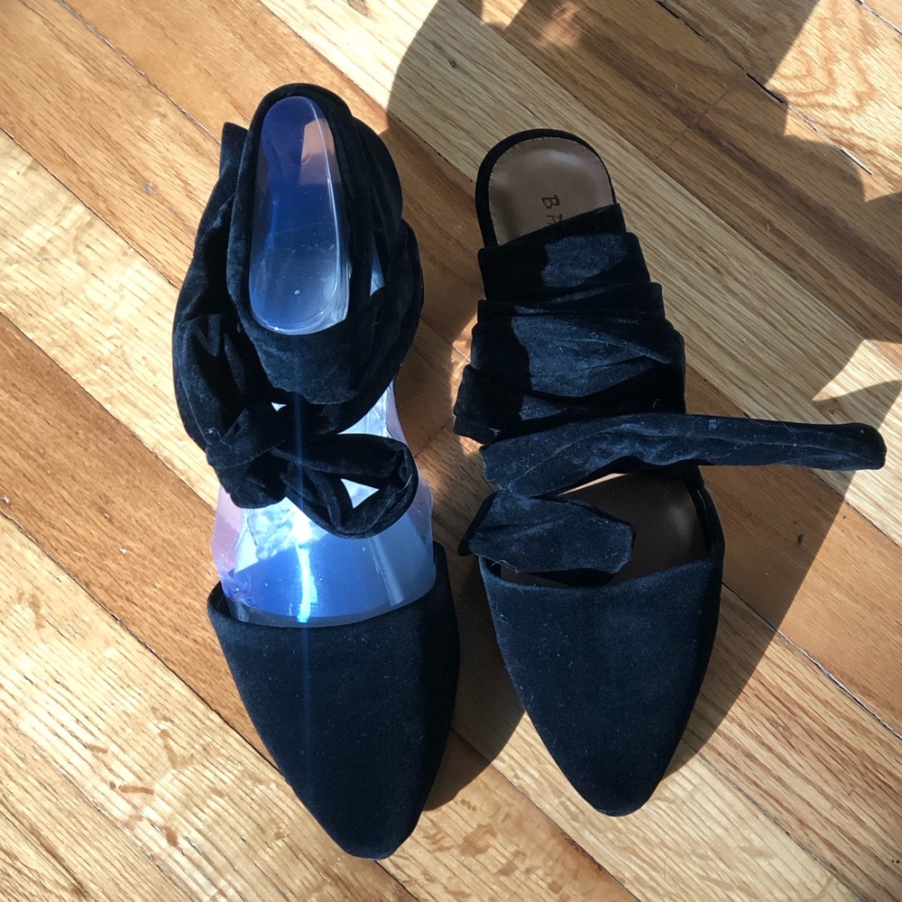 NWT Black Flats With Ankle Ties Size 10